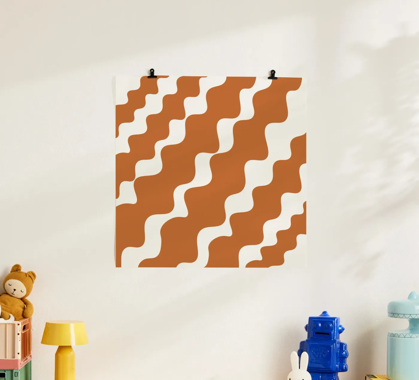 Brown slanting waves poster de baobabprintstore