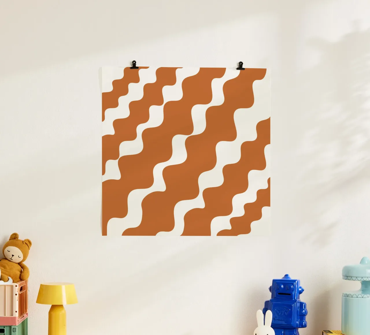 Brown slanting waves poster by baobabprintstore