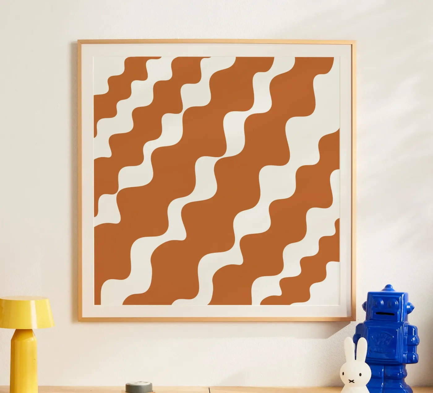 Brown slanting waves poster de baobabprintstore