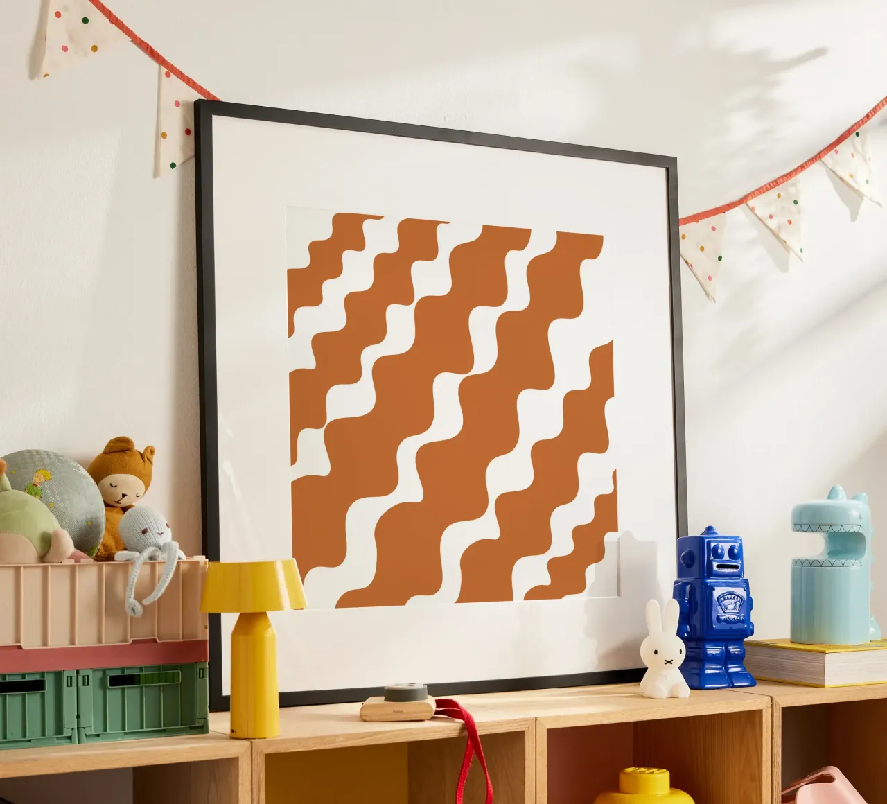 Brown slanting waves poster by baobabprintstore