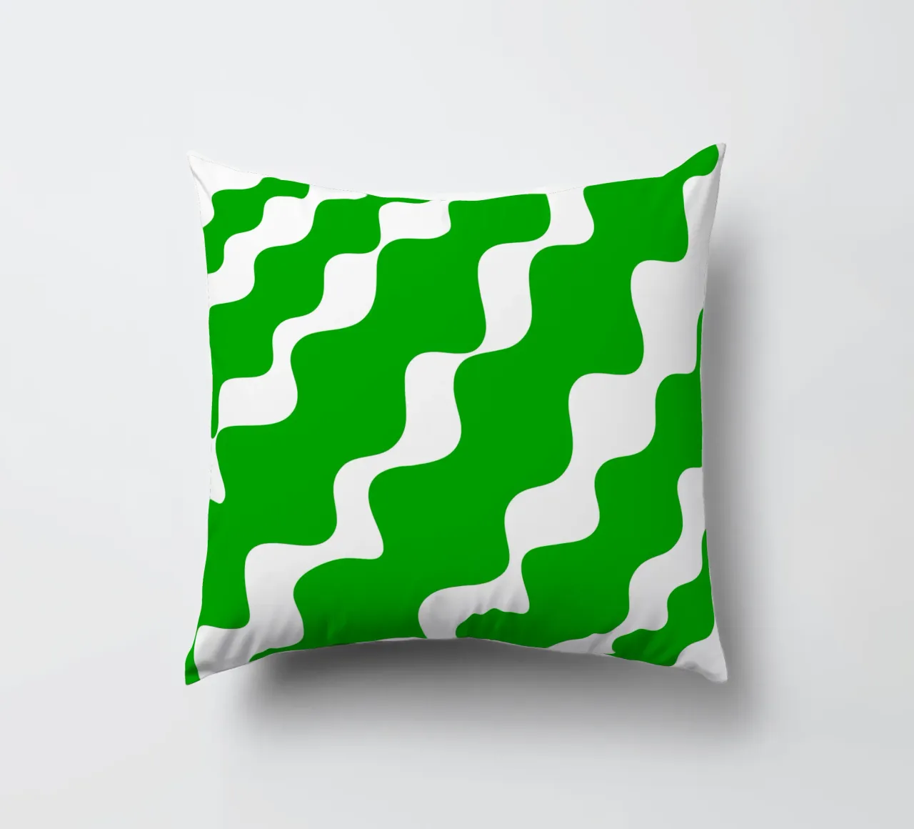 Green slanting waves cuscino da baobabprintstore