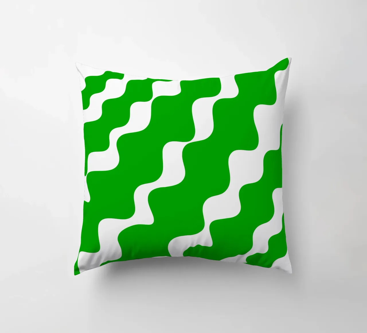 Green slanting waves cuscino da baobabprintstore