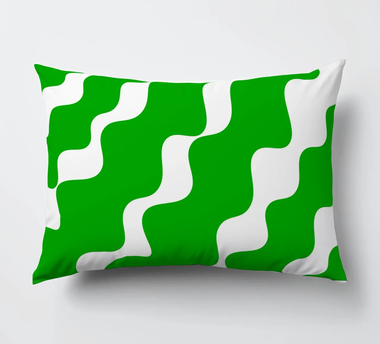 Green slanting waves cuscino da baobabprintstore
