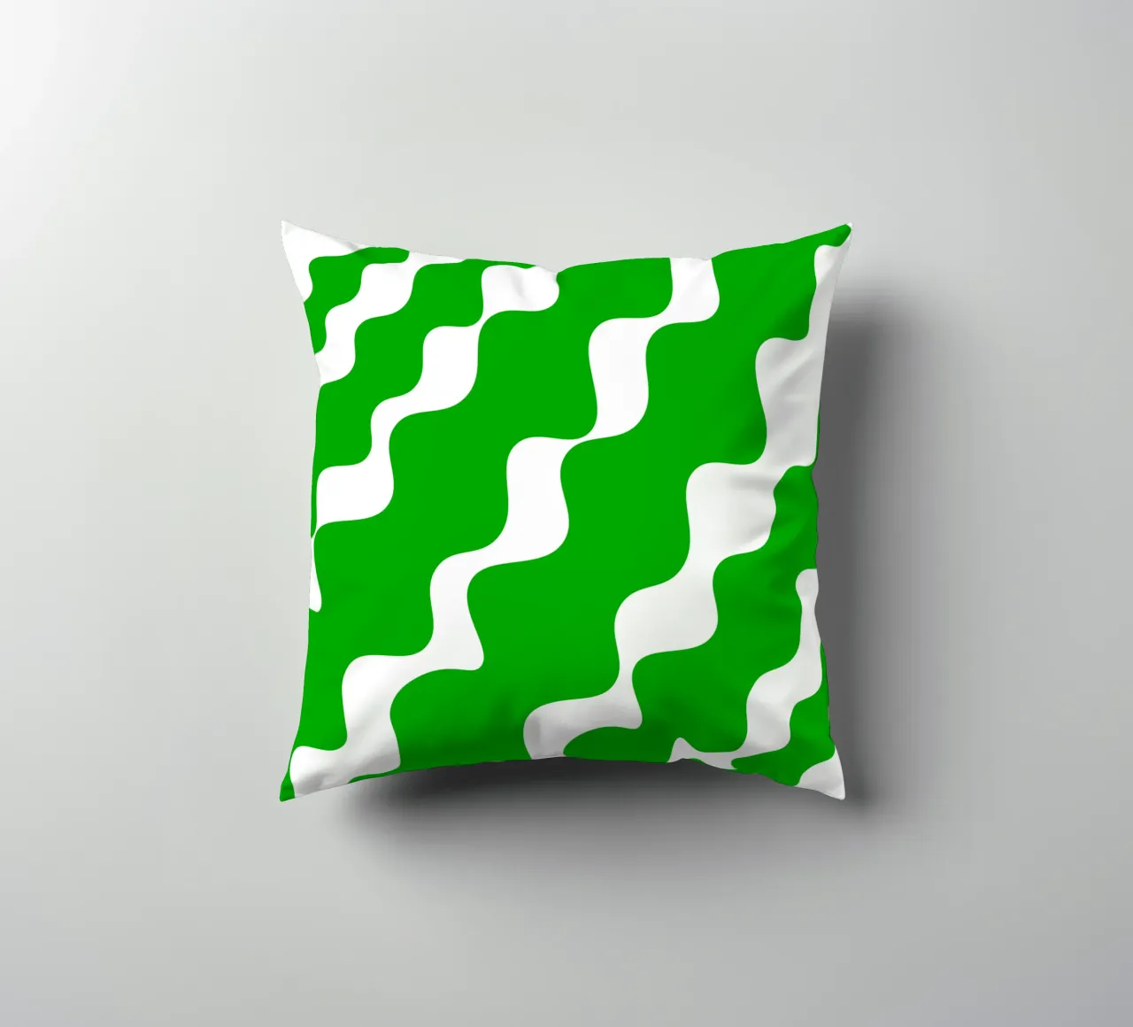 Green slanting waves cuscino da baobabprintstore