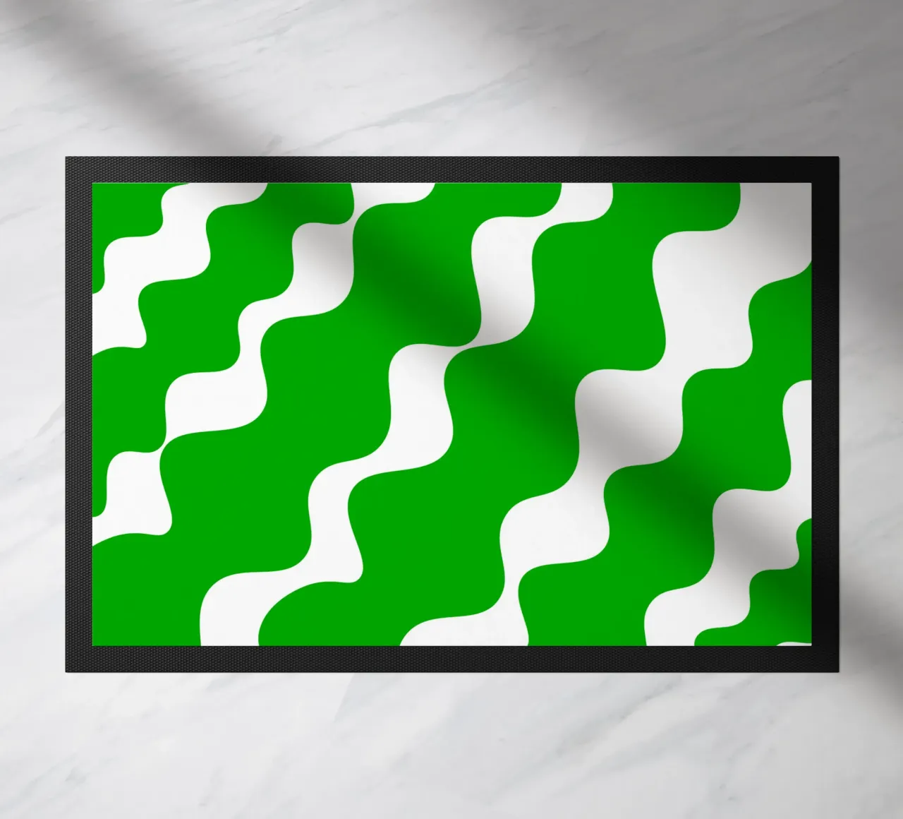 Green slanting waves doormat by baobabprintstore
