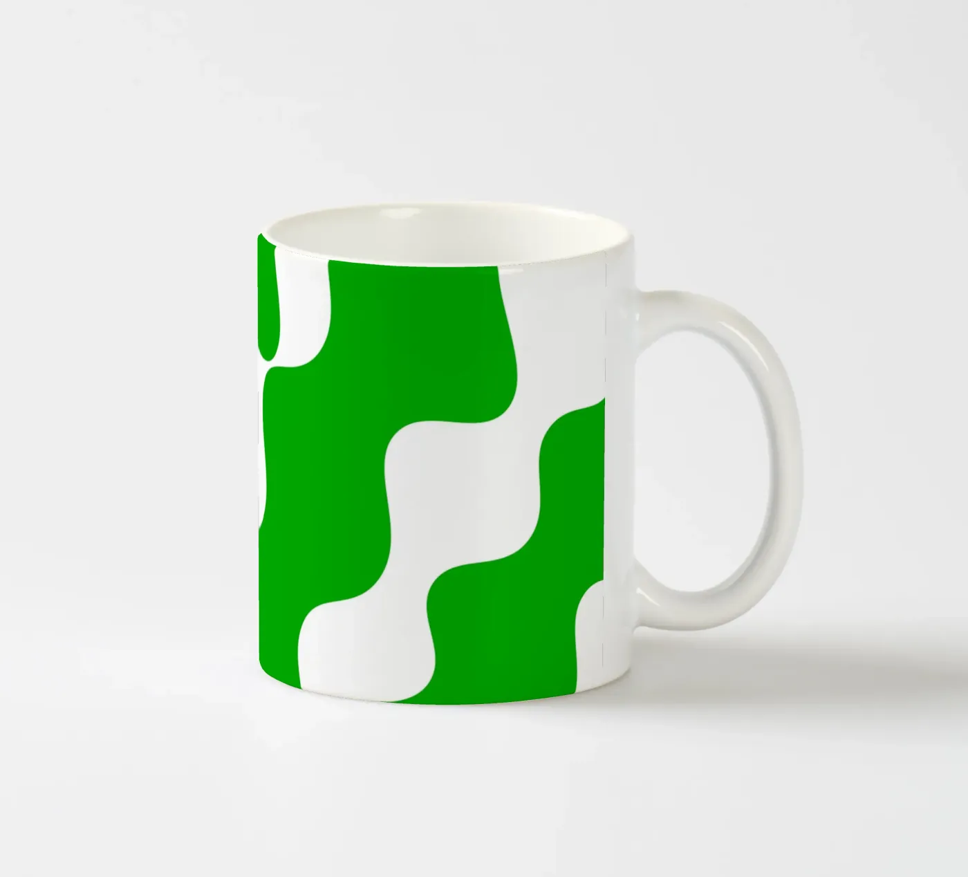 Green slanting waves ceramic mug by baobabprintstore