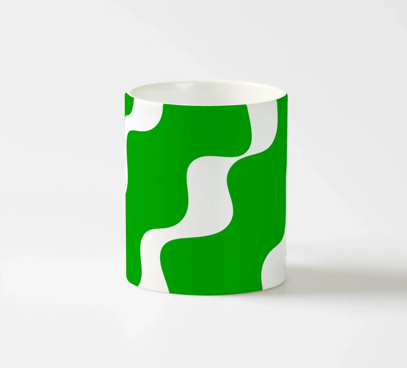 Green slanting waves ceramic mug by baobabprintstore