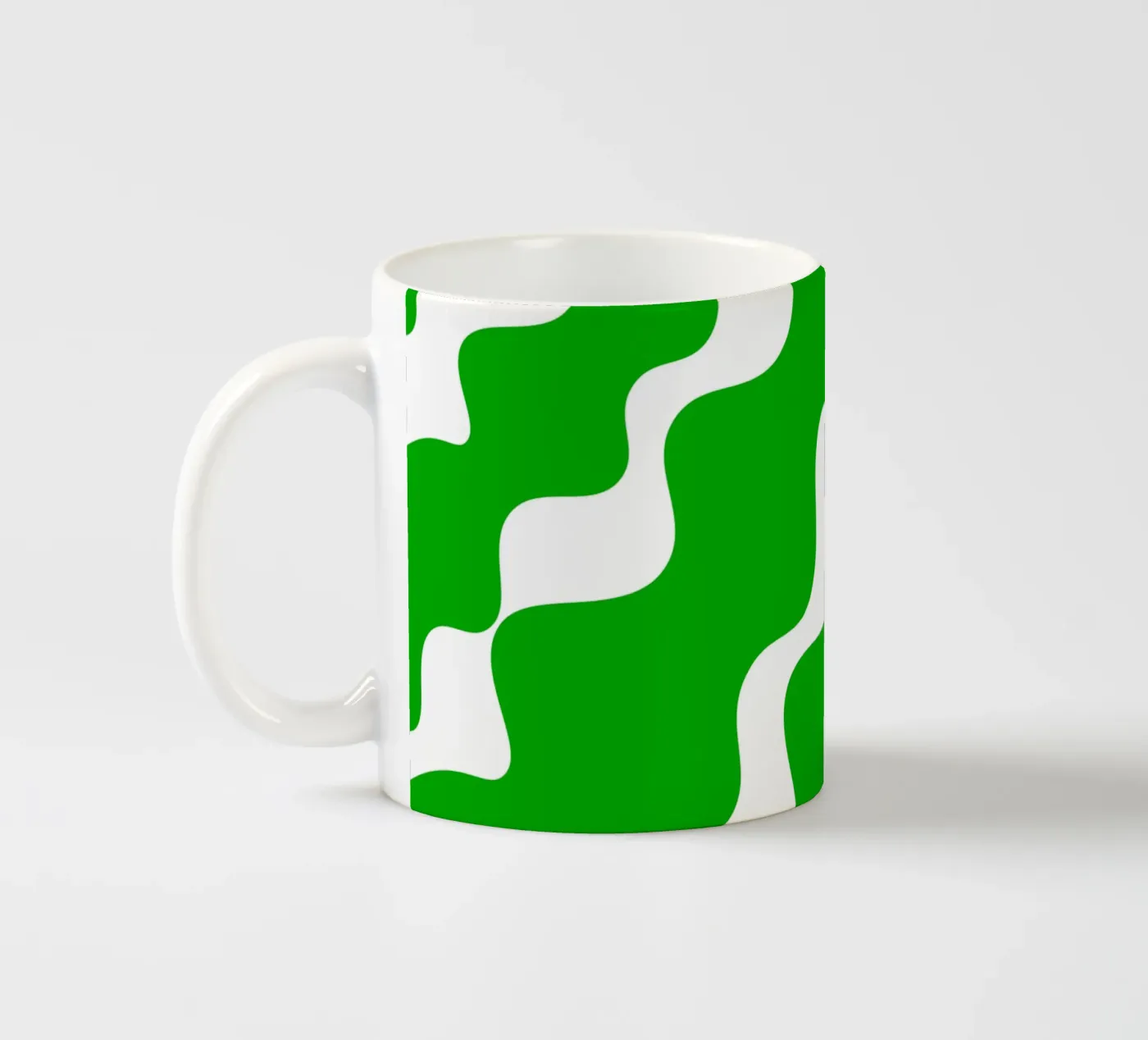 Green slanting waves ceramic mug by baobabprintstore