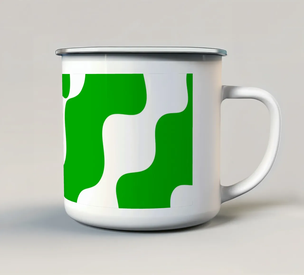 Green slanting waves tazza in smalto da baobabprintstore