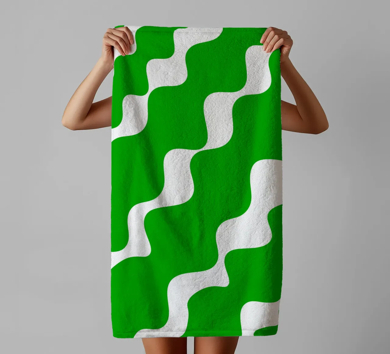 Green slanting waves asciugamano da bagno da baobabprintstore