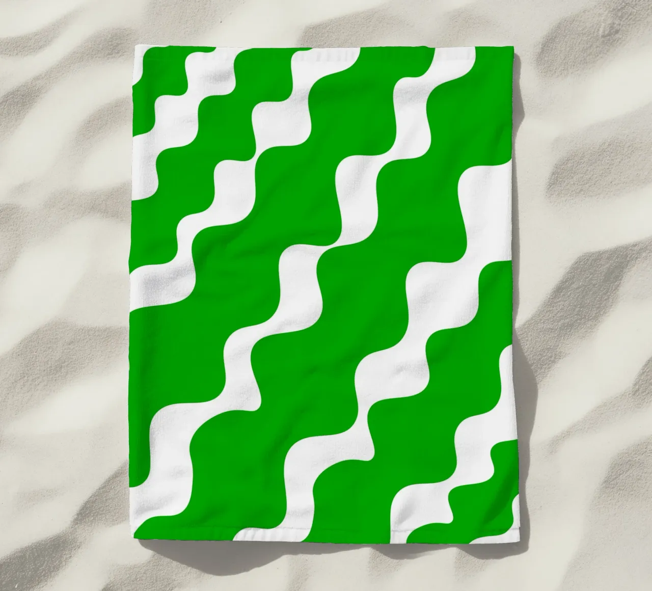 Green slanting waves telo mare da baobabprintstore