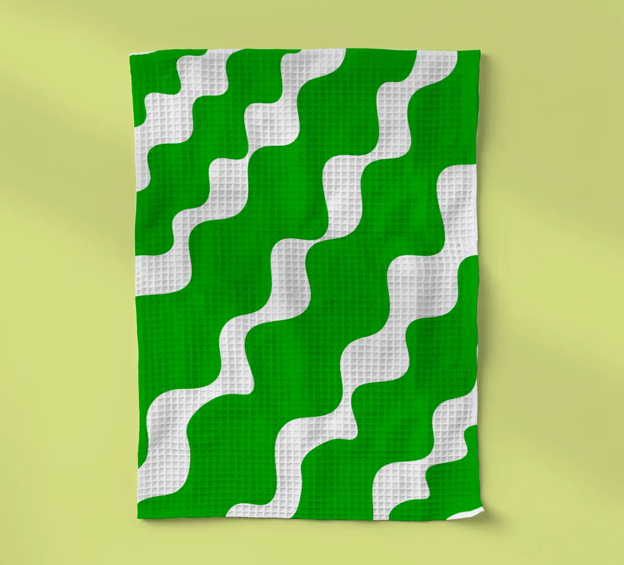 Green slanting waves canovaccio da cucina da baobabprintstore