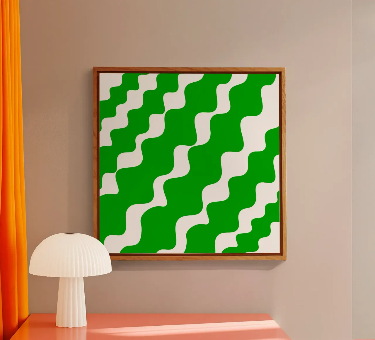 Green slanting waves plexiglass da baobabprintstore