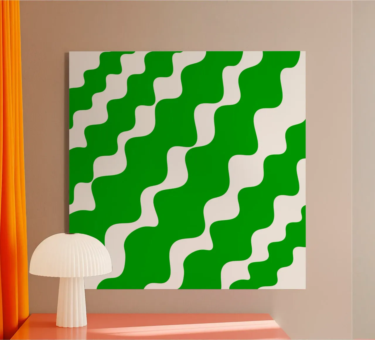 Green slanting waves plexiglass da baobabprintstore