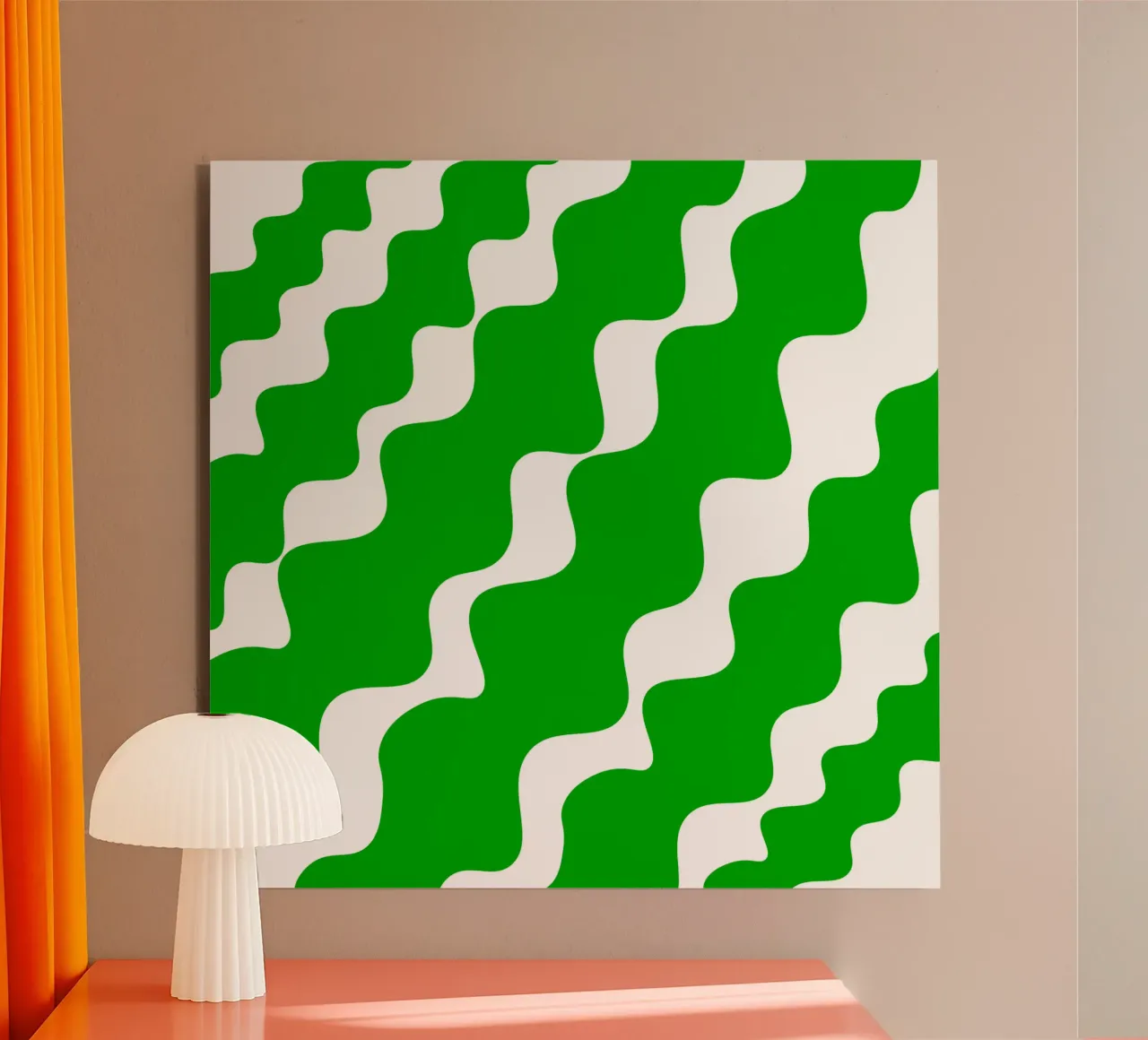 Green slanting waves alluminio dibond da baobabprintstore