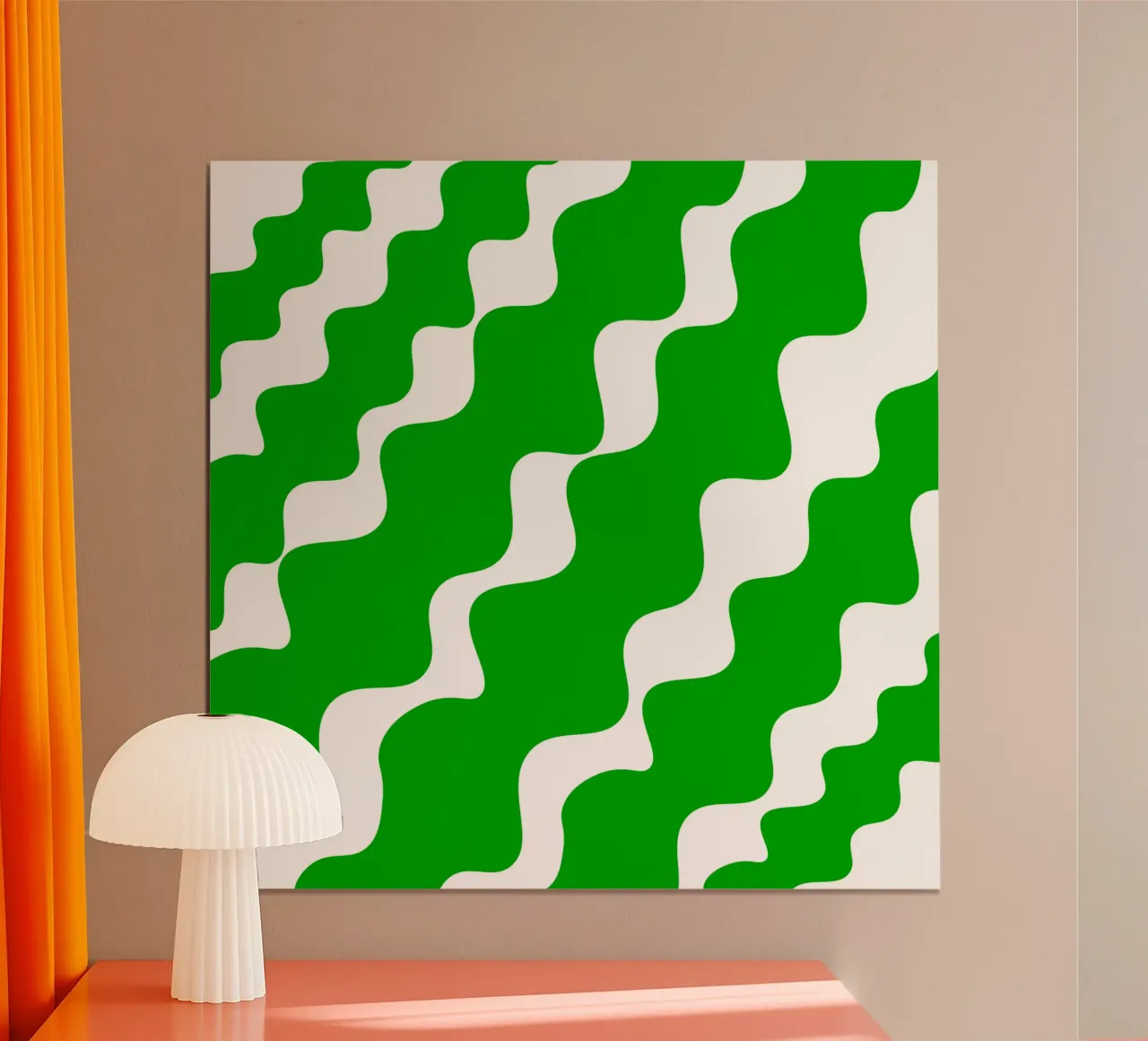 Green slanting waves poster da baobabprintstore