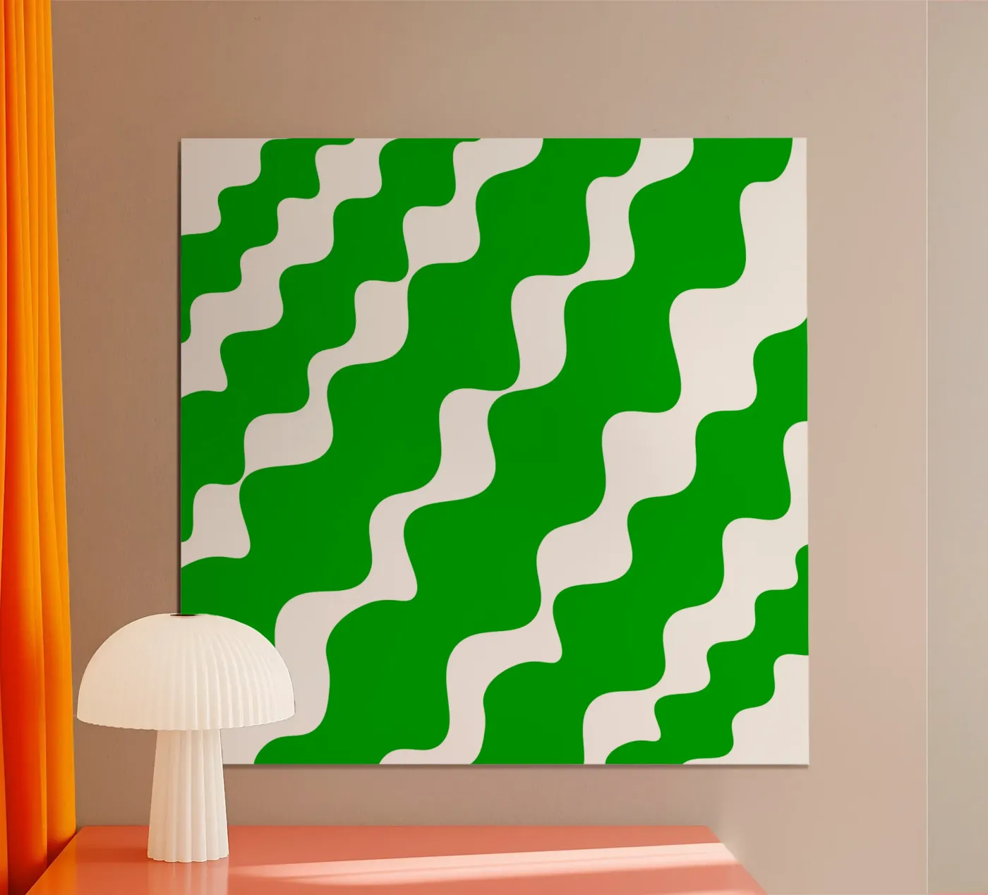 Green slanting waves poster van baobabprintstore
