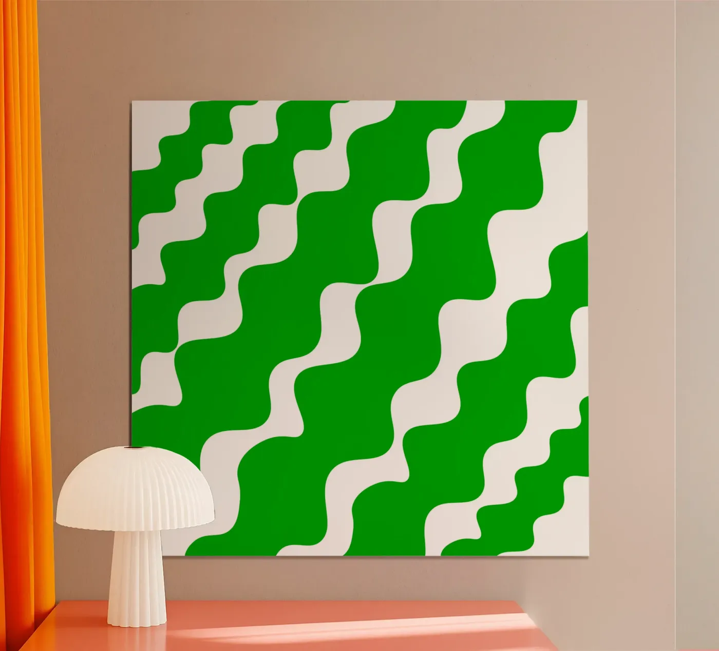Green slanting waves poster de baobabprintstore