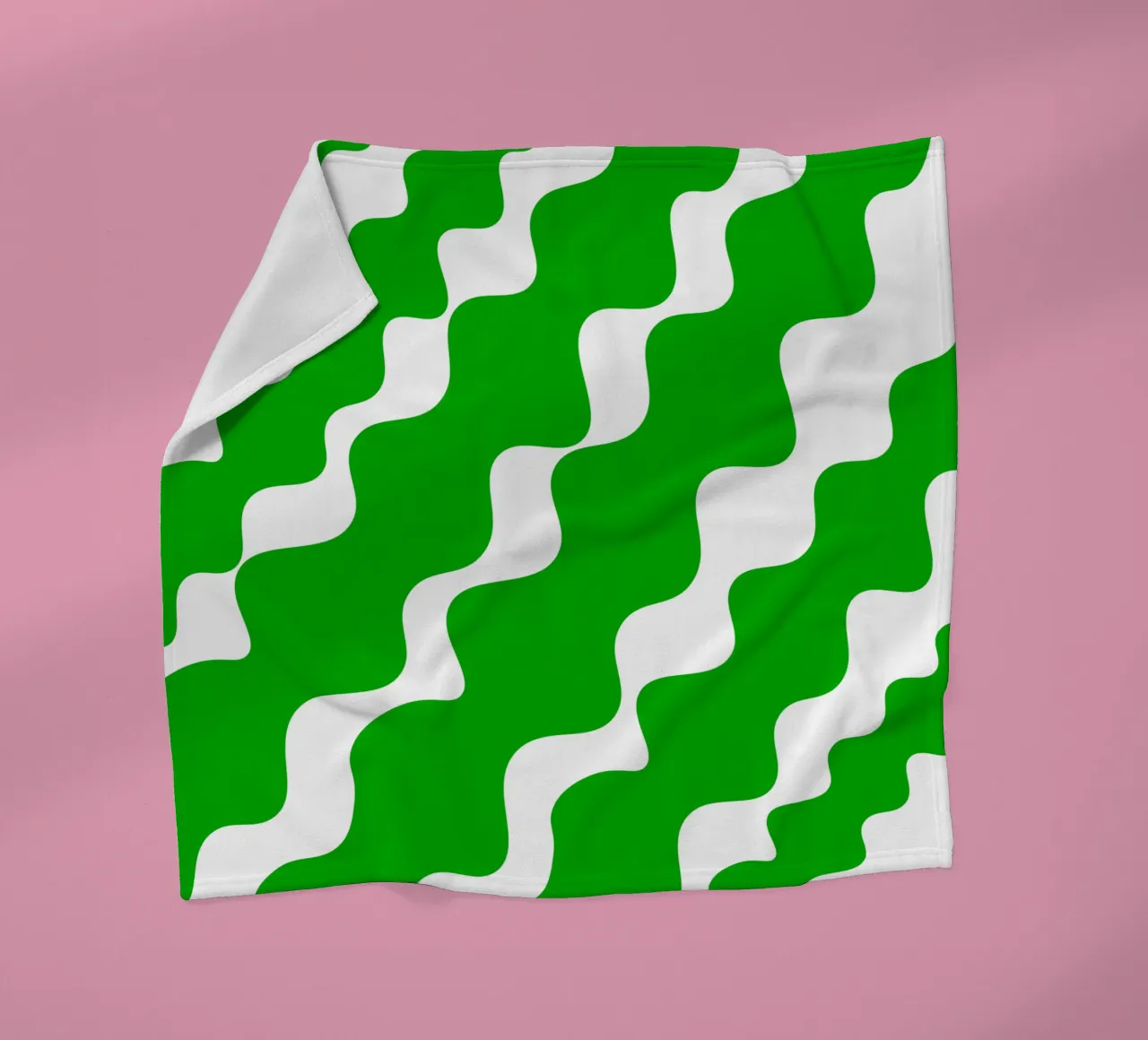 Green slanting waves coperta in pile da baobabprintstore