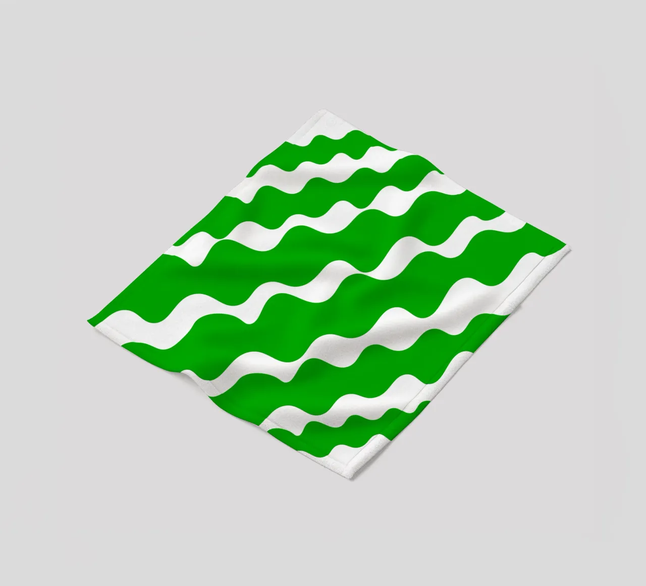 Green slanting waves coperta in pile da baobabprintstore