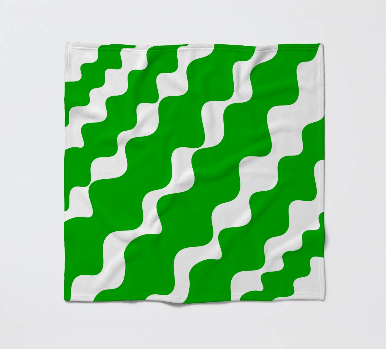 Green slanting waves coperta in pile da baobabprintstore