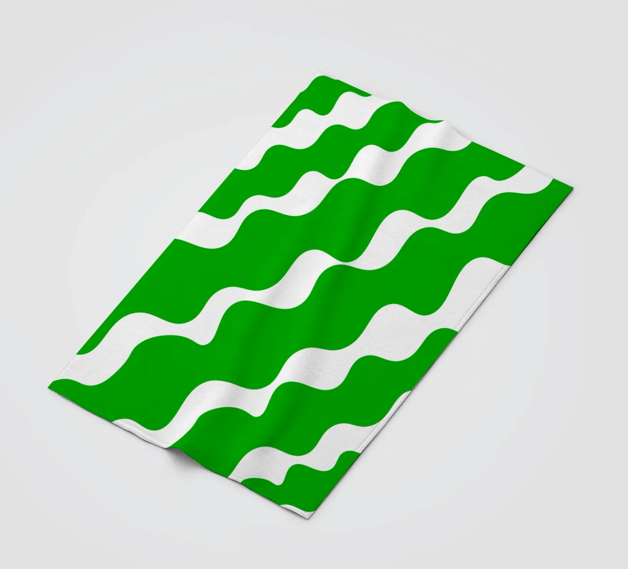 Green slanting waves coperta in pile da baobabprintstore
