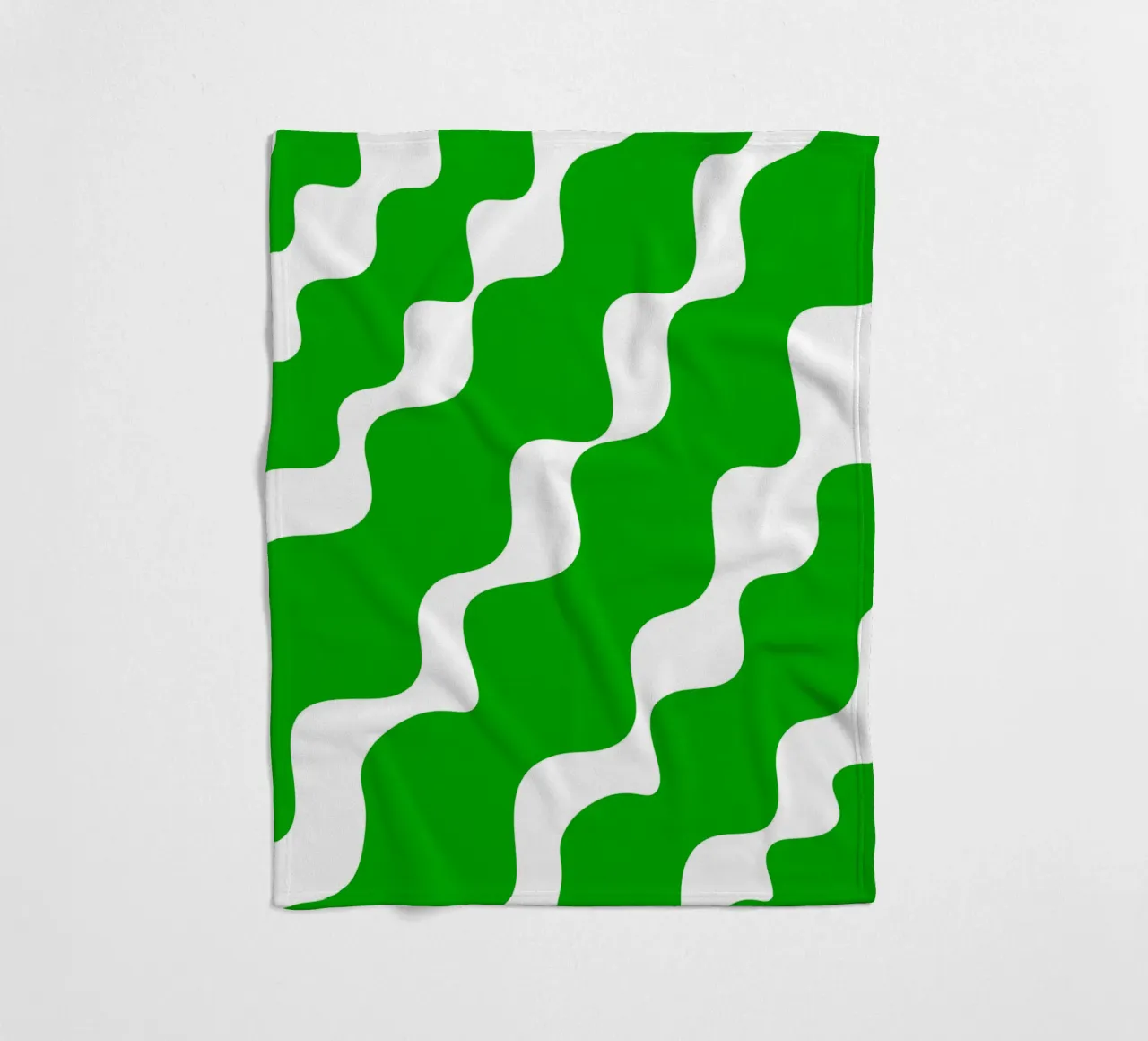 Green slanting waves coperta in pile da baobabprintstore