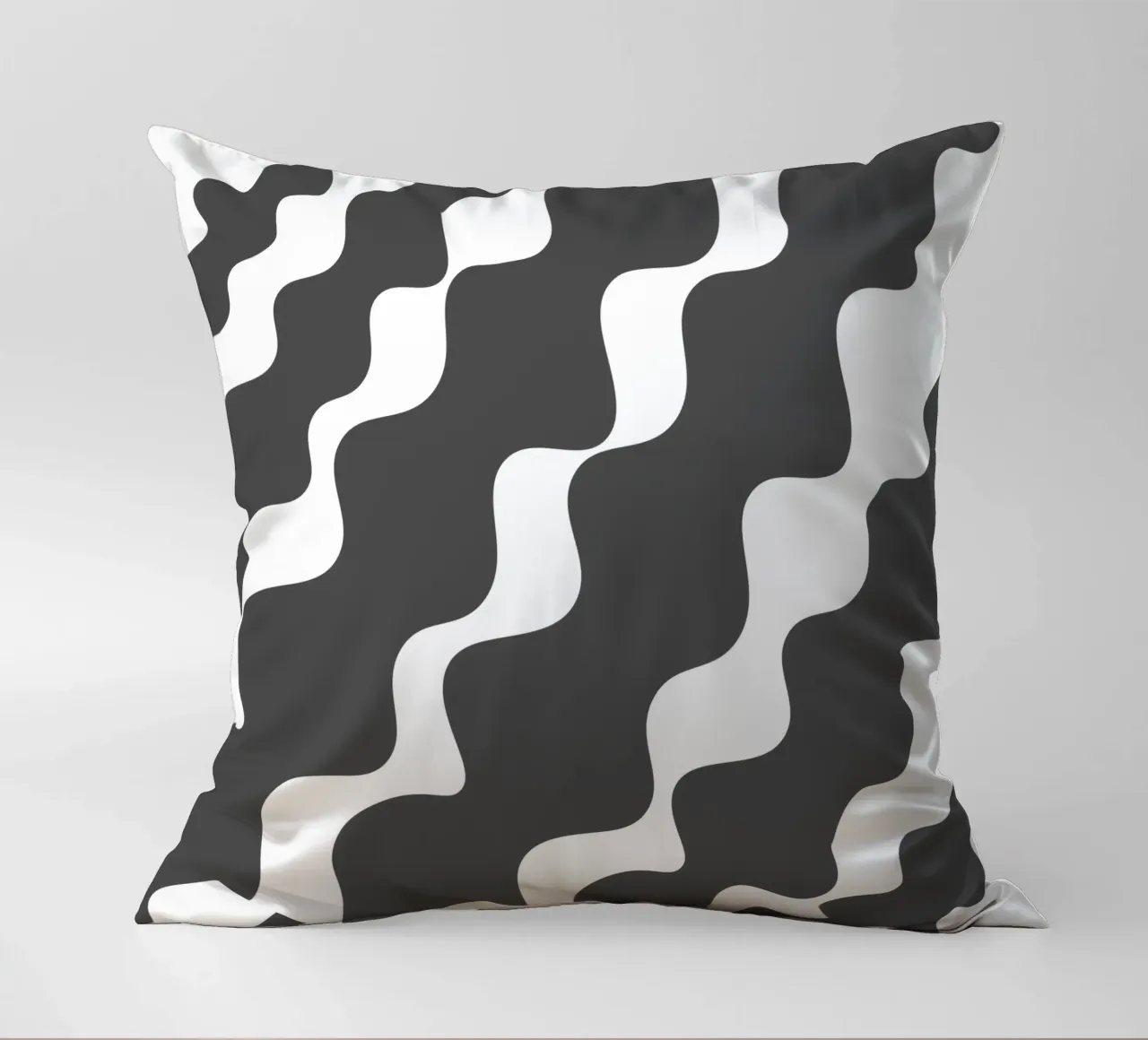 Grey slanting waves cuscino da baobabprintstore