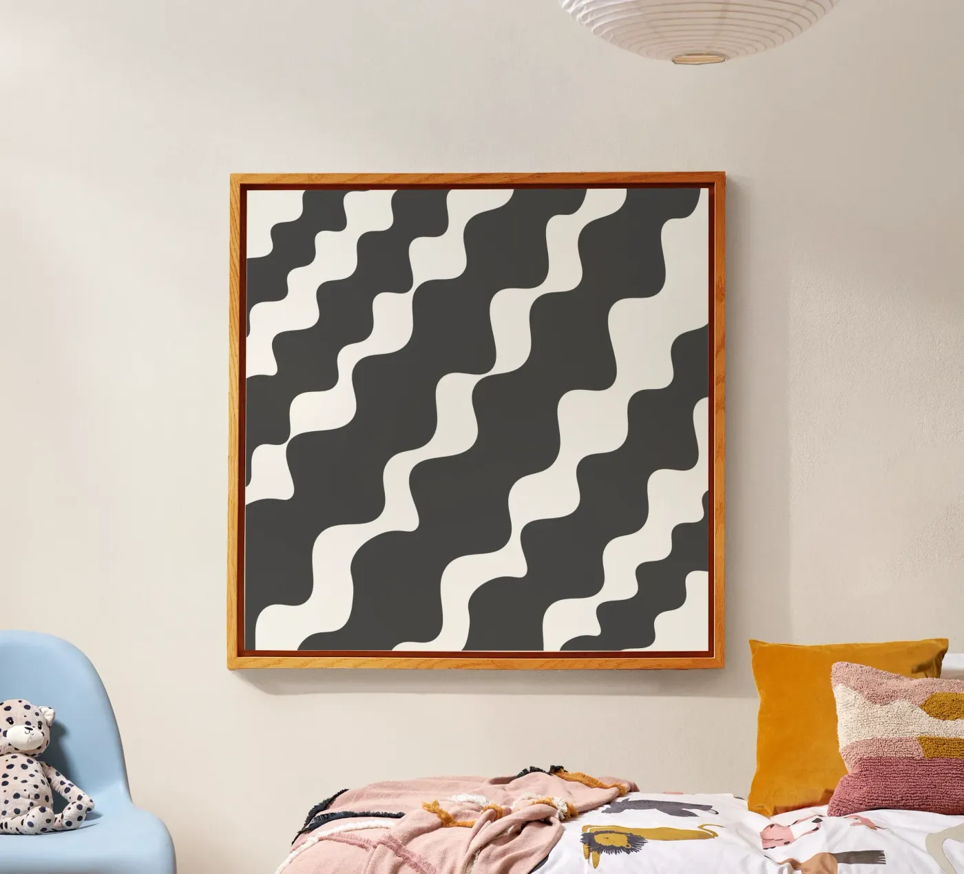 Grey slanting waves plexiglas de baobabprintstore