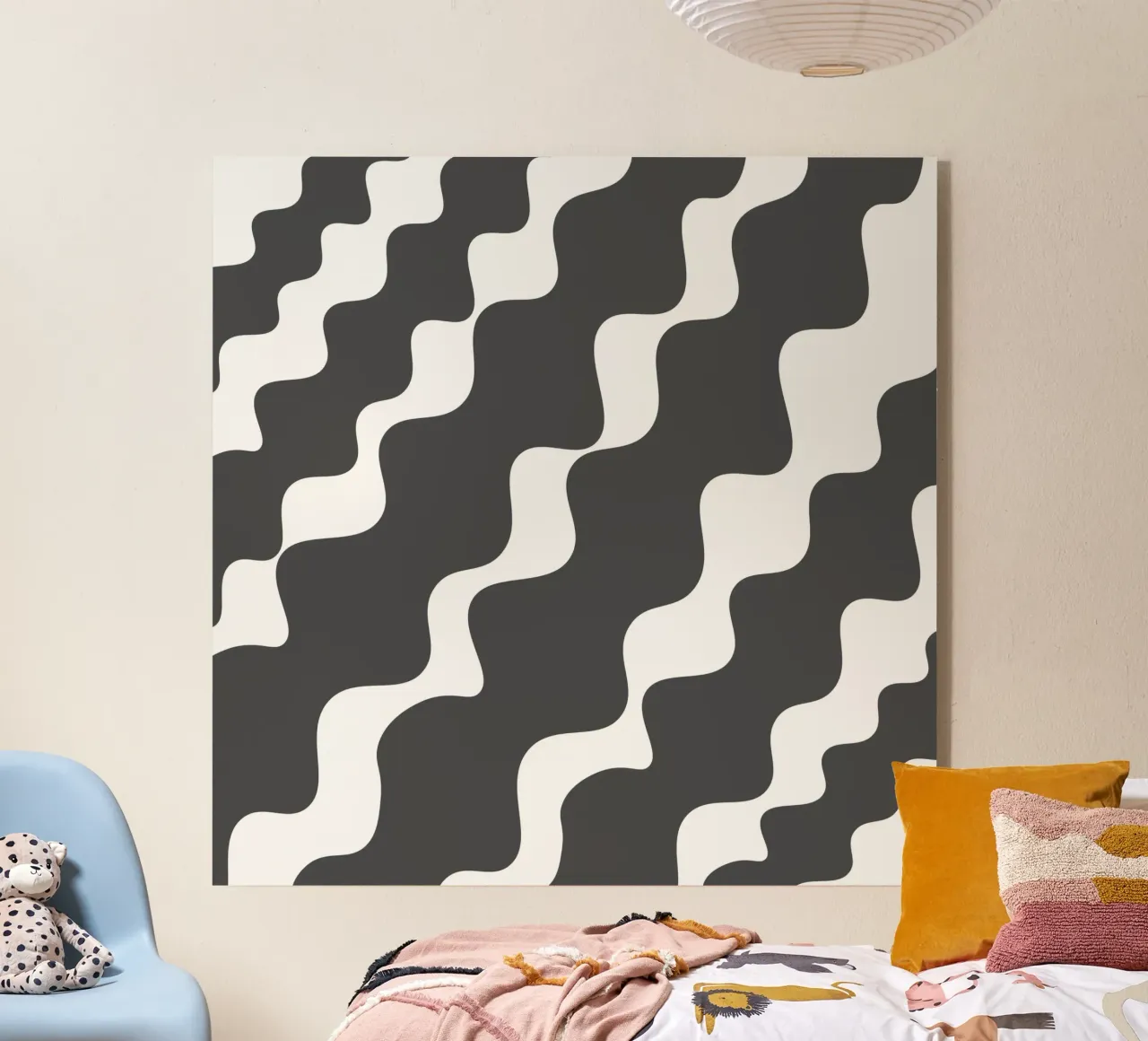 Grey slanting waves plexiglass da baobabprintstore