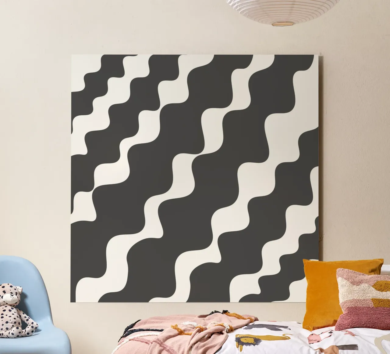 Grey slanting waves alluminio dibond da baobabprintstore