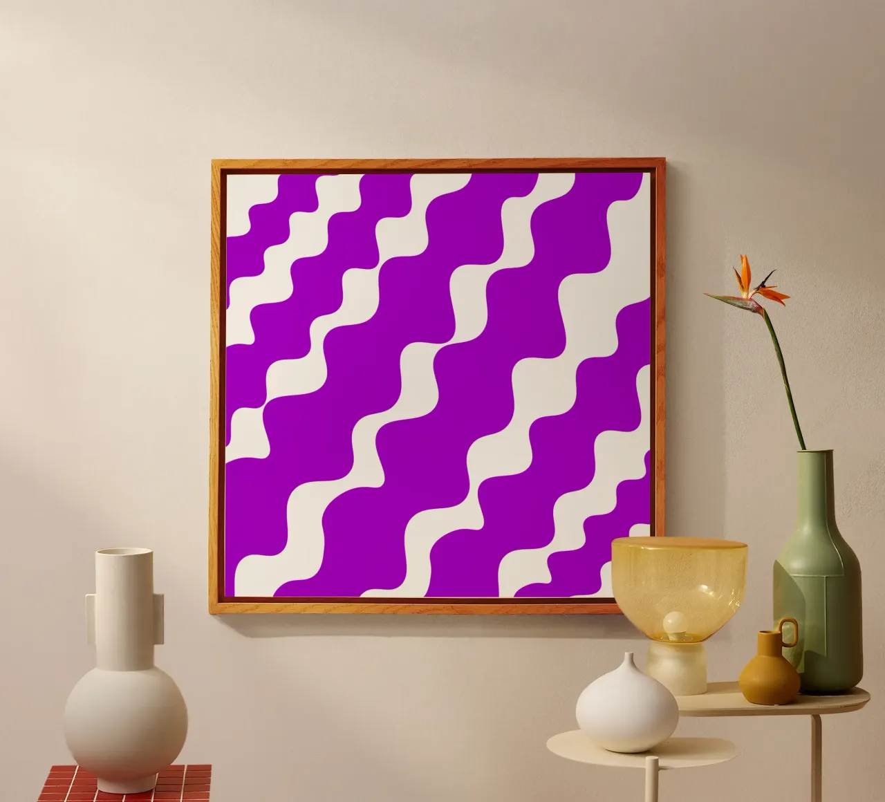 Purple slanting waves plexiglass da baobabprintstore