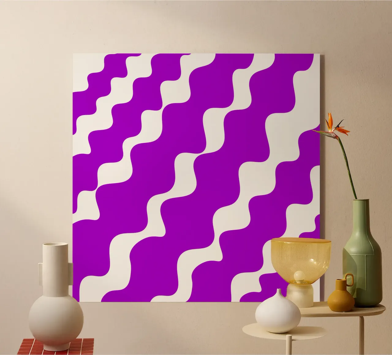 Purple slanting waves plexiglass da baobabprintstore