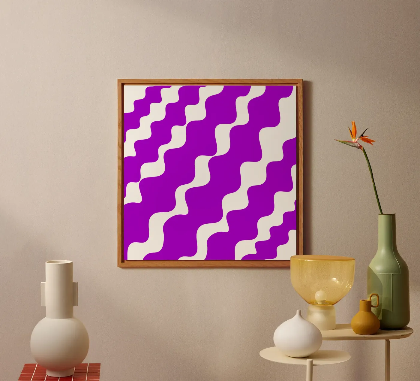 Purple slanting waves pannello forex da baobabprintstore