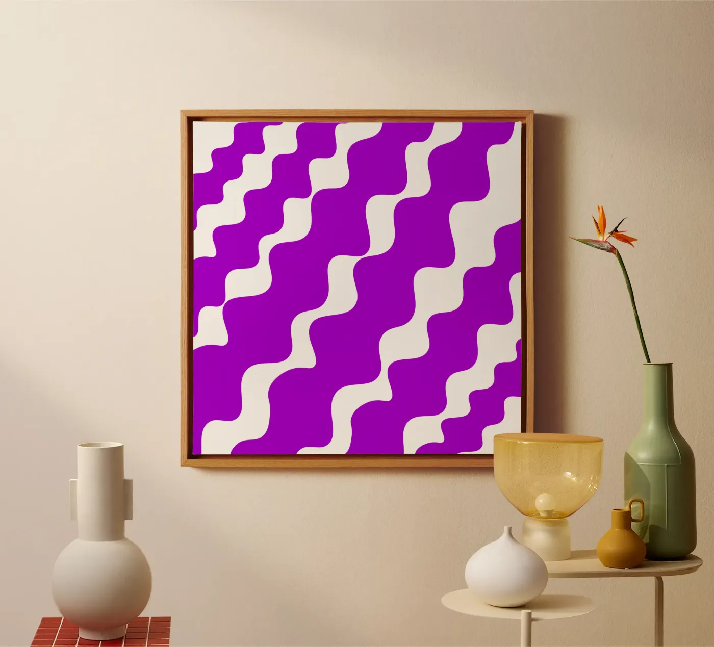 Purple slanting waves tela da baobabprintstore