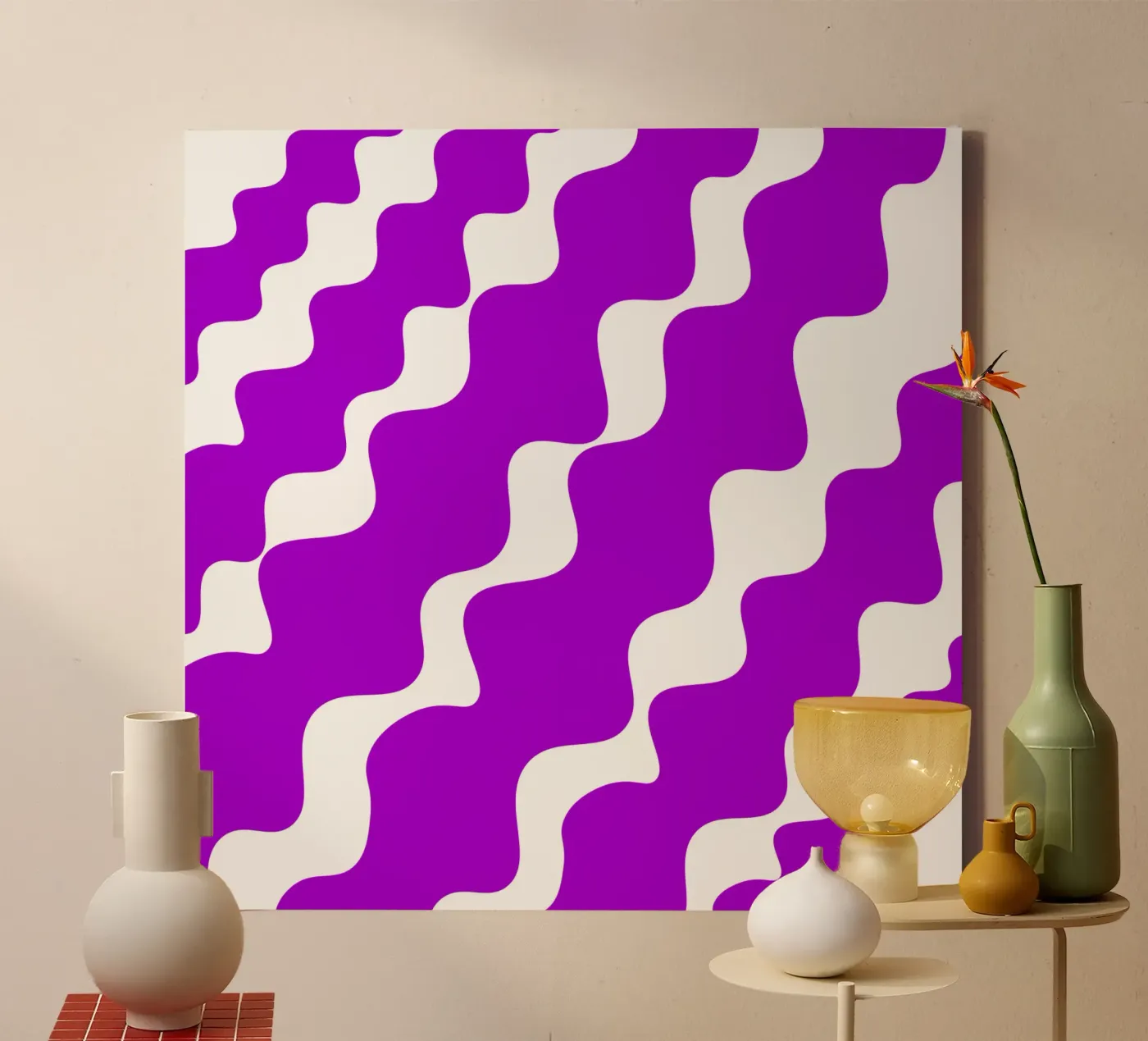 Purple slanting waves tela da baobabprintstore