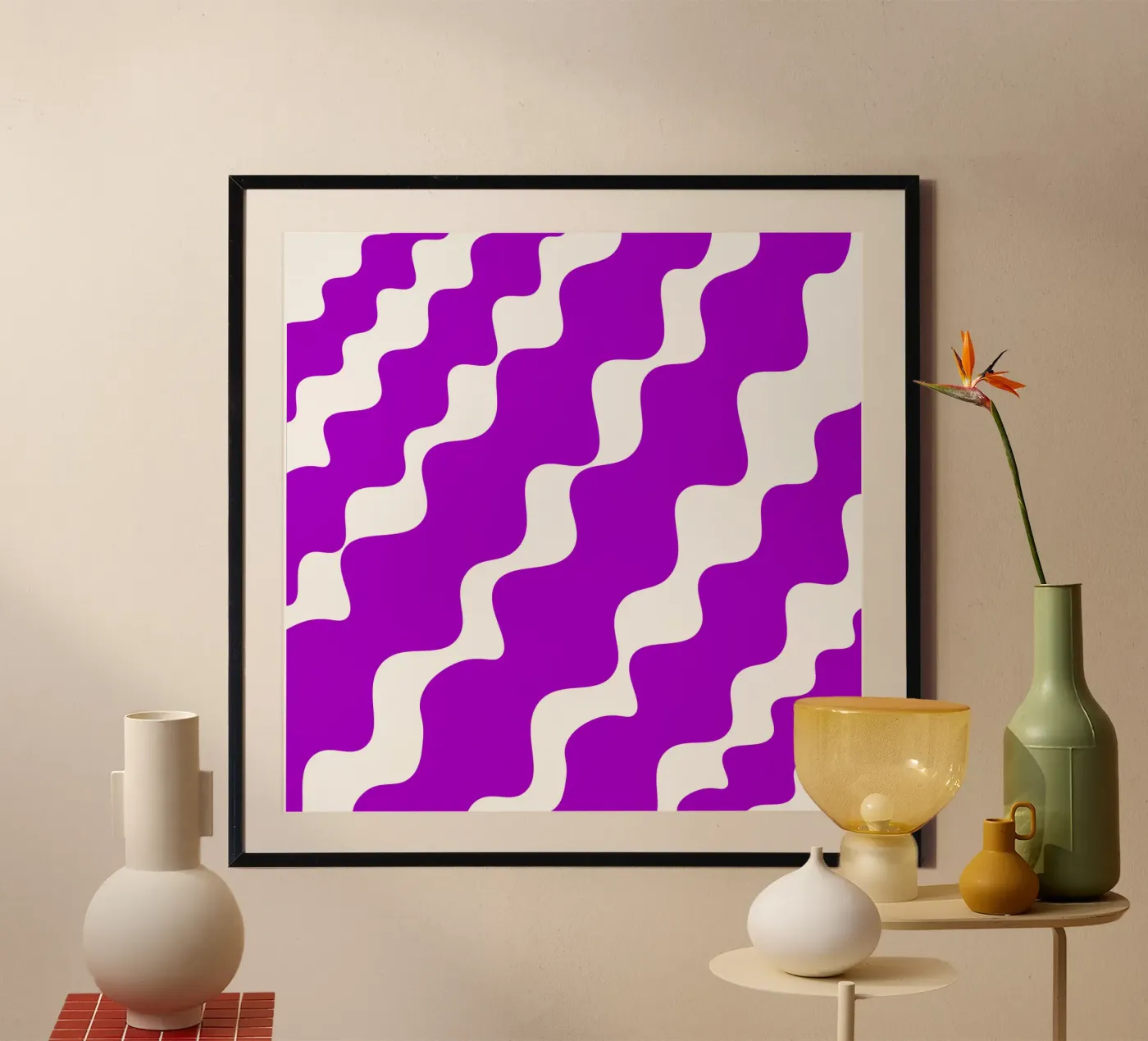 Purple slanting waves poster by baobabprintstore