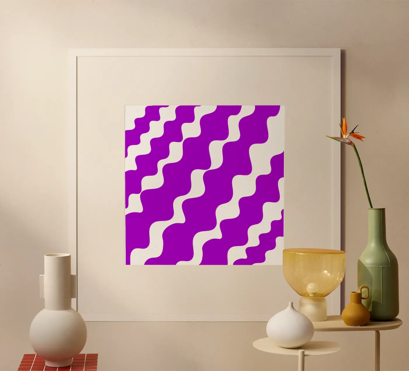 Purple slanting waves poster by baobabprintstore