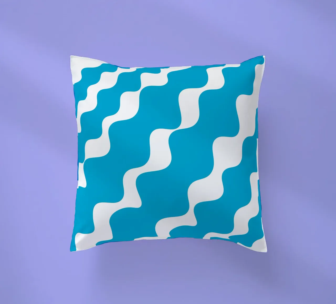 Blue slanting waves cuscino da baobabprintstore