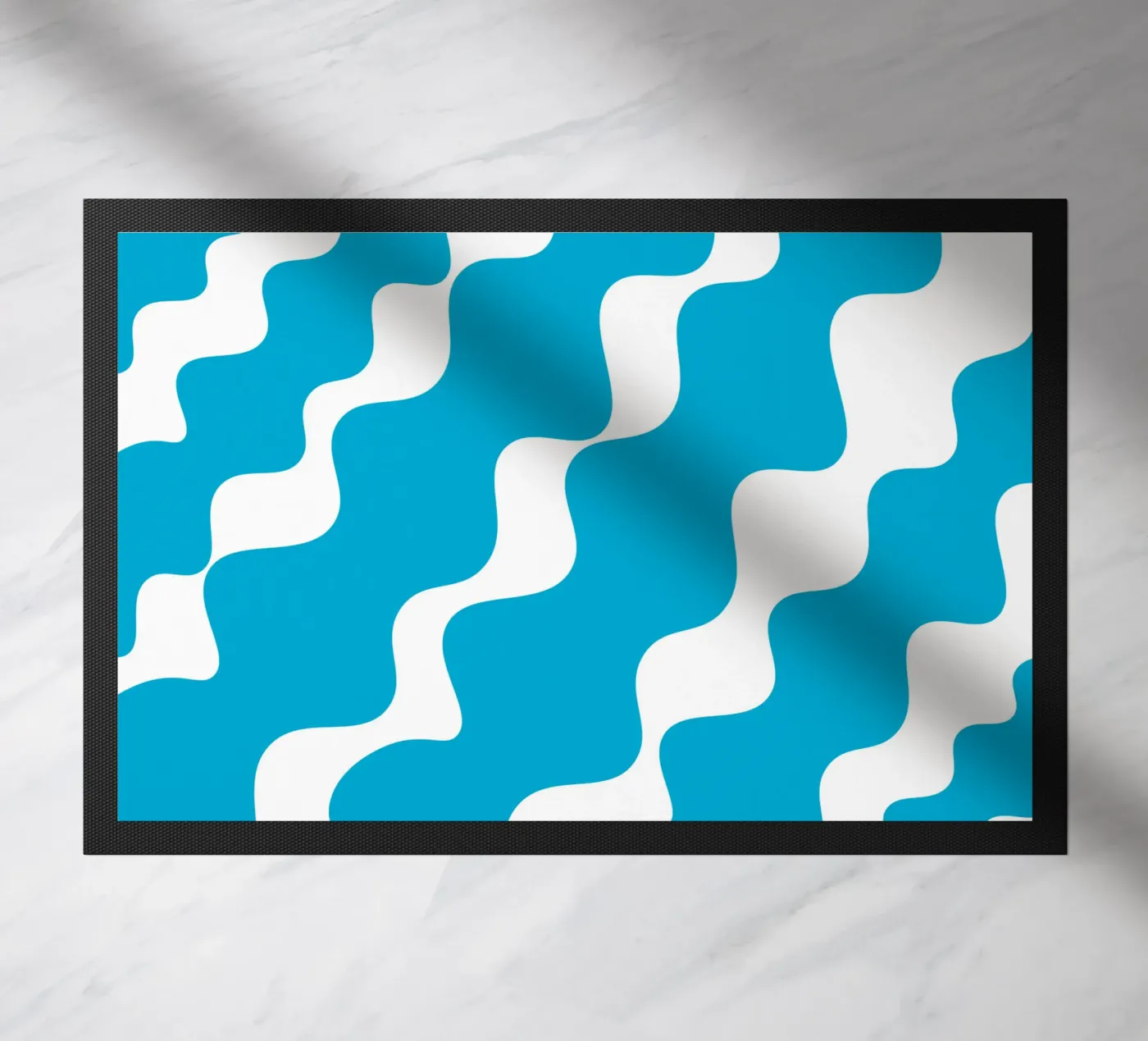 Blue slanting waves Fußmatte von baobabprintstore
