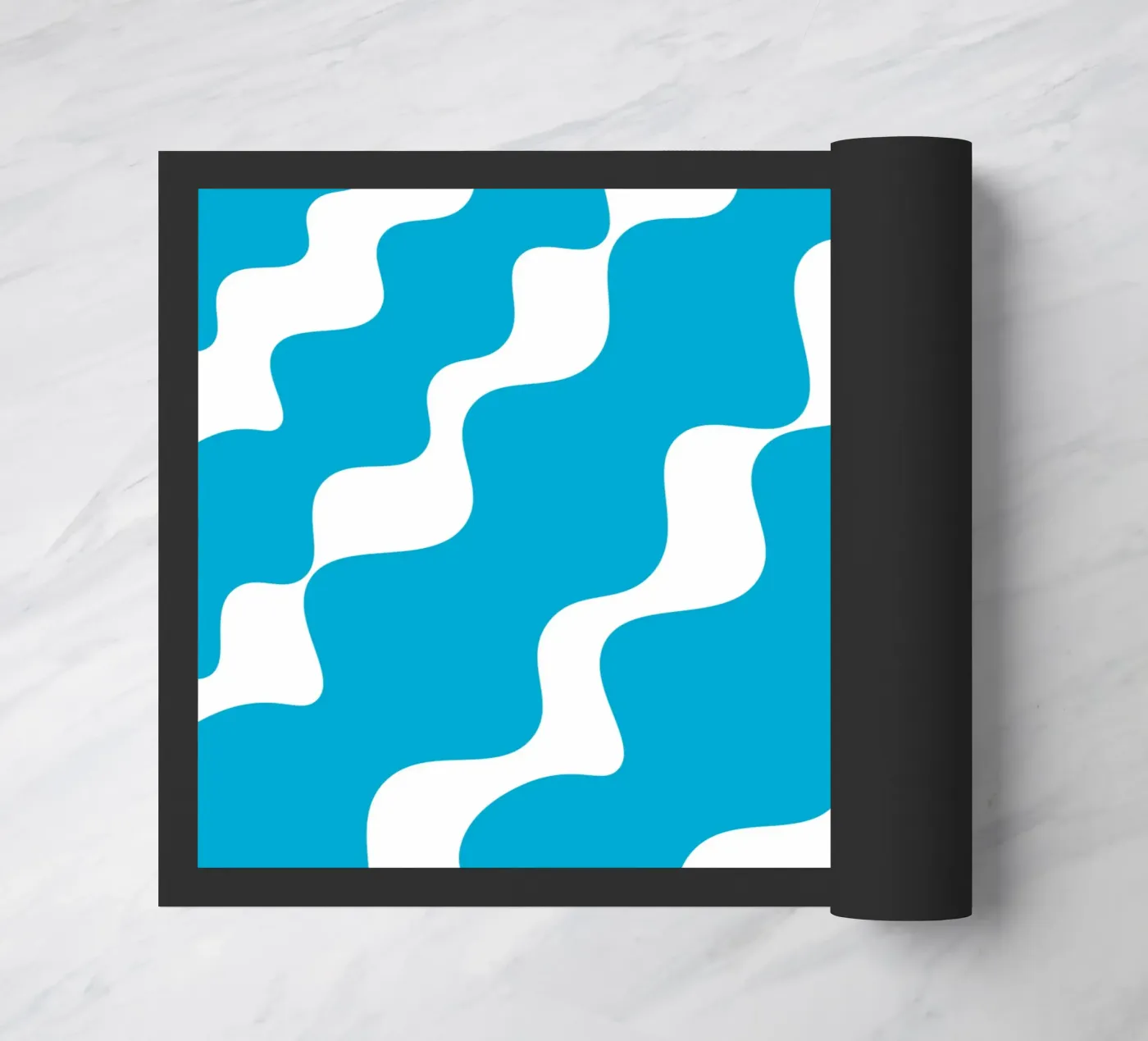 Blue slanting waves Fußmatte von baobabprintstore