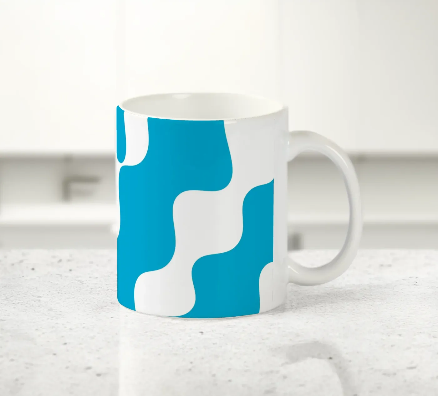 Blue slanting waves ceramic mug by baobabprintstore