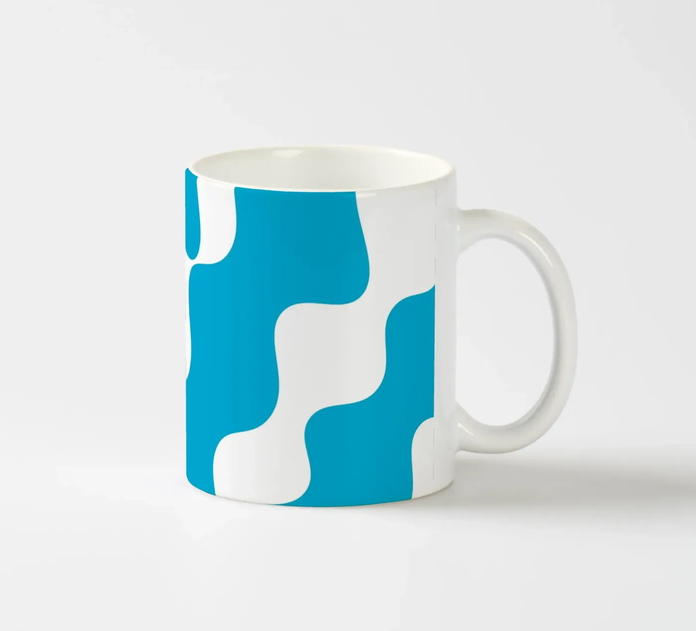 Blue slanting waves ceramic mug by baobabprintstore