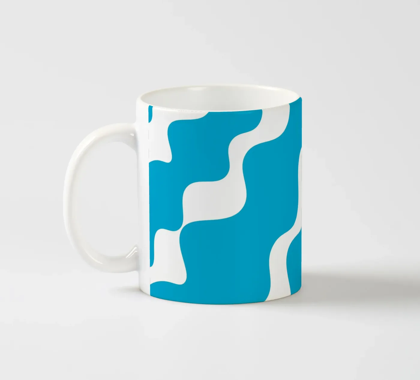 Blue slanting waves ceramic mug by baobabprintstore