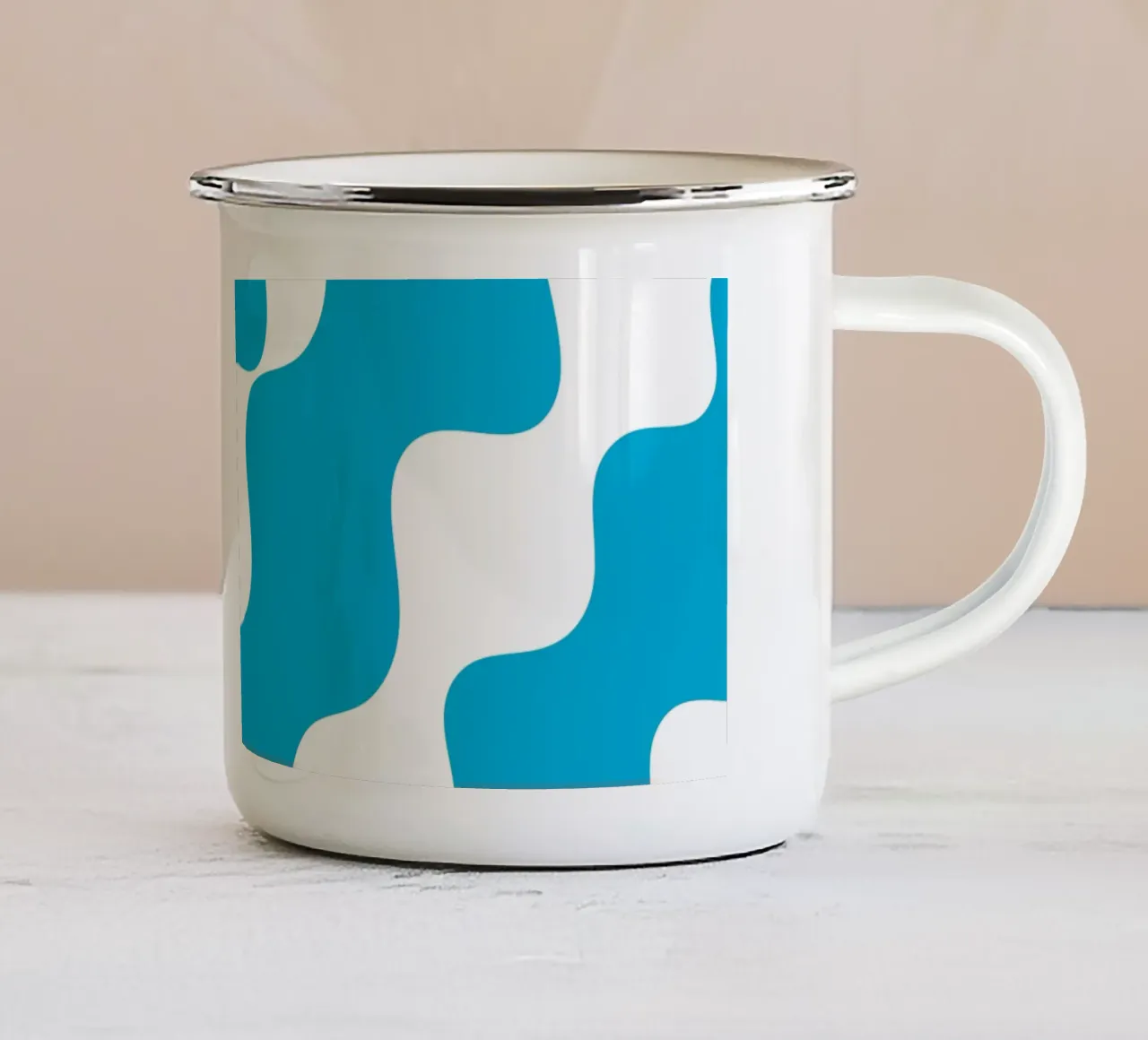 Blue slanting waves tazza in smalto da baobabprintstore