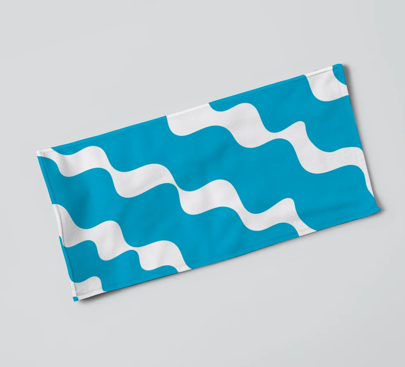 Blue slanting waves towel by baobabprintstore