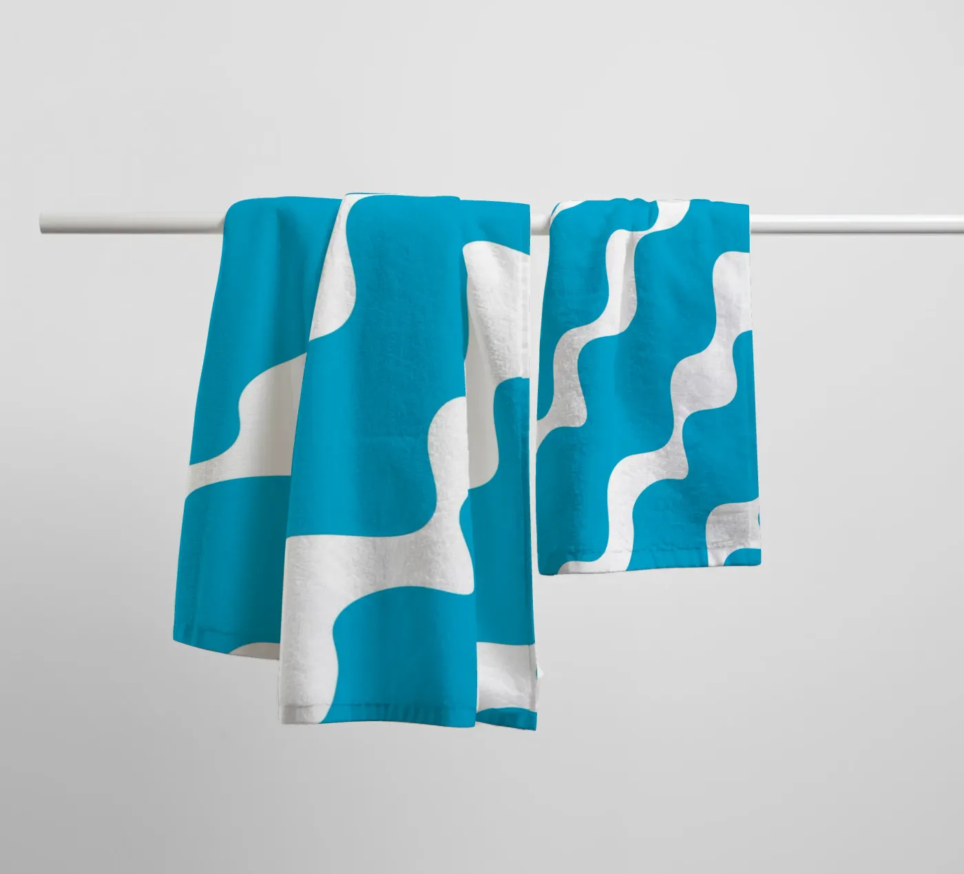 Blue slanting waves towel by baobabprintstore