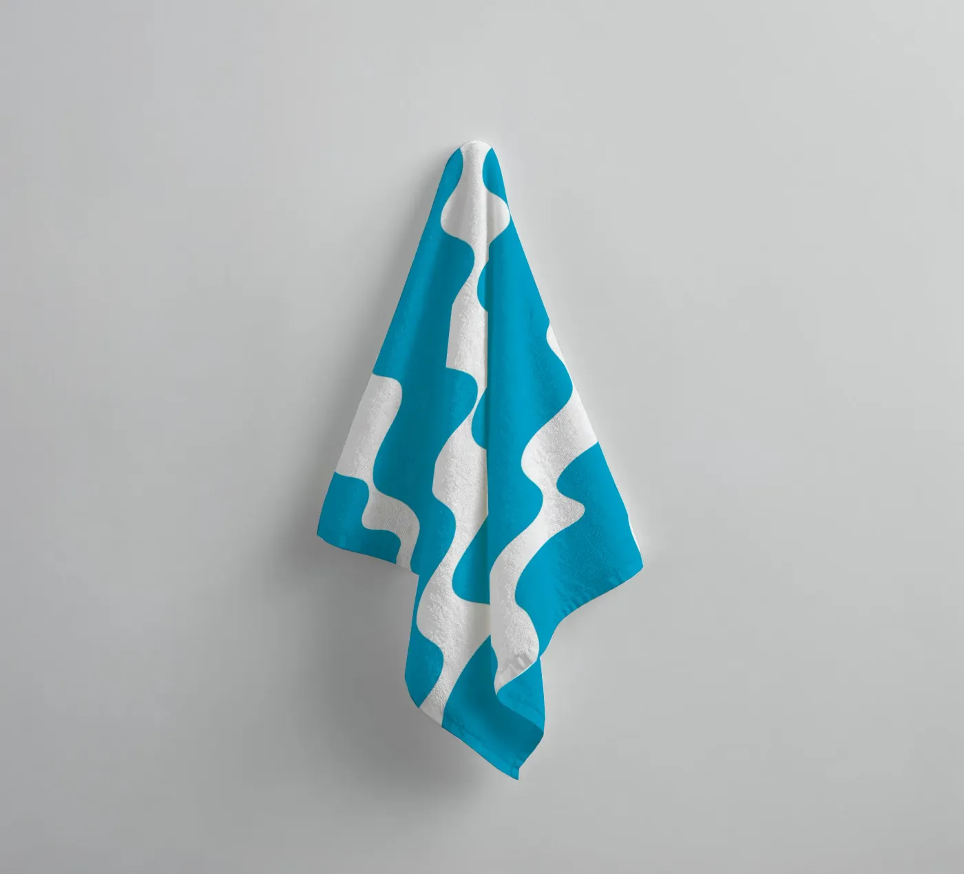 Blue slanting waves towel by baobabprintstore