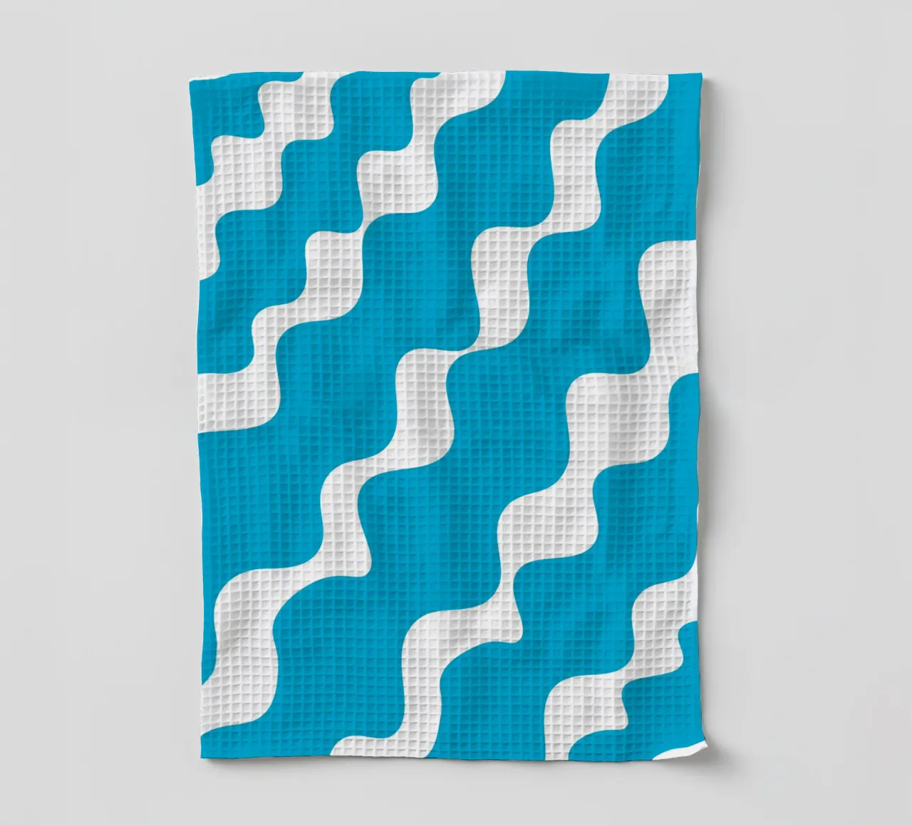 Blue slanting waves canovaccio da cucina da baobabprintstore