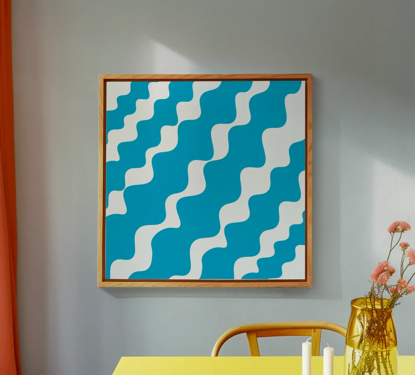 Blue slanting waves plexiglas de baobabprintstore